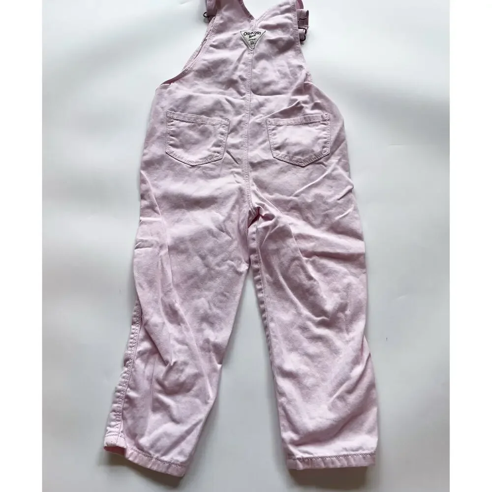 Girl's Light Pink OshKosh Bib Overalls Cotton Size 4T